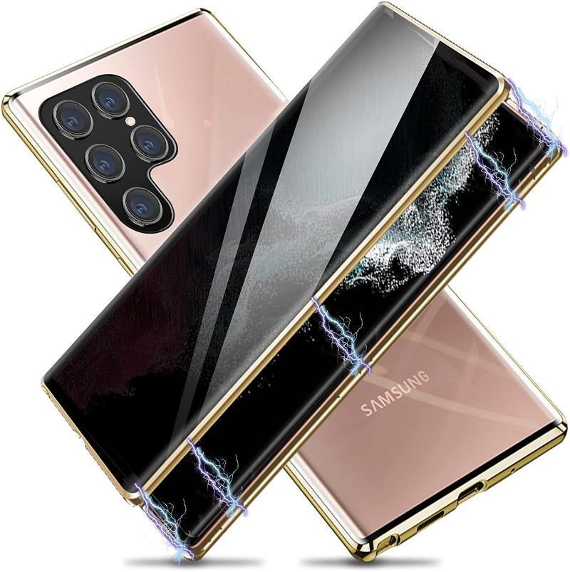 Anti Peeping Magnetic Case for Samsung S25 S24 S23 S22 S21 Ultra Note 20 S23 FE Double Sided Tempered Glass Cover