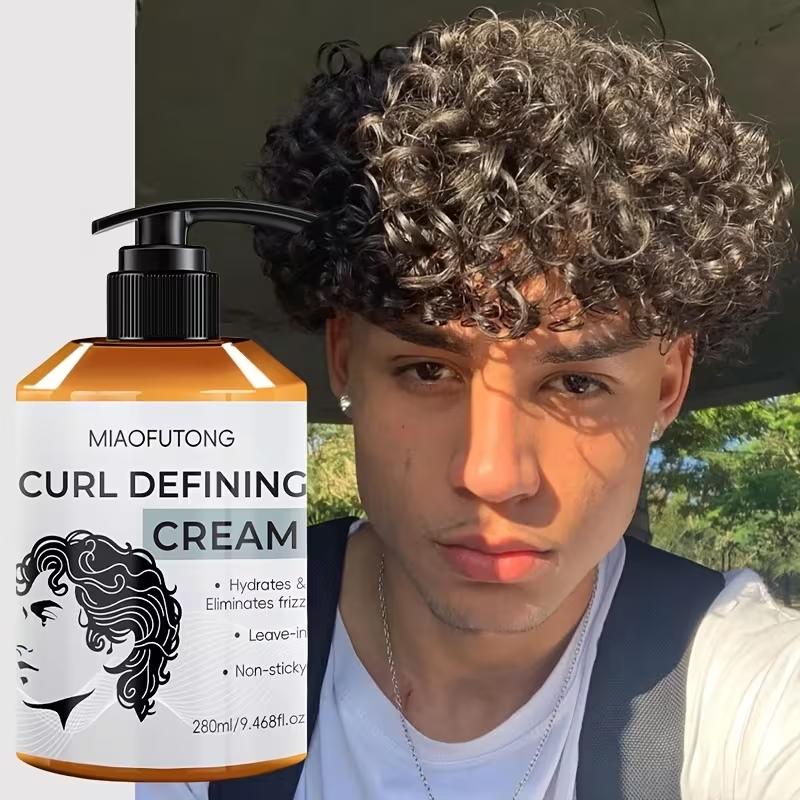 Men's Favorite 9.468fl.oz Curl Defining Cream with Moroccan Argan Oil, Coconut Oil & Shea Butter for Long-Lasting Bounce - Perfect for Leslie Waves, Curly and Loose Curls, Hydrates & Enhances Definition while Smoothing Frizz - Essential Travel Gift for Bo
