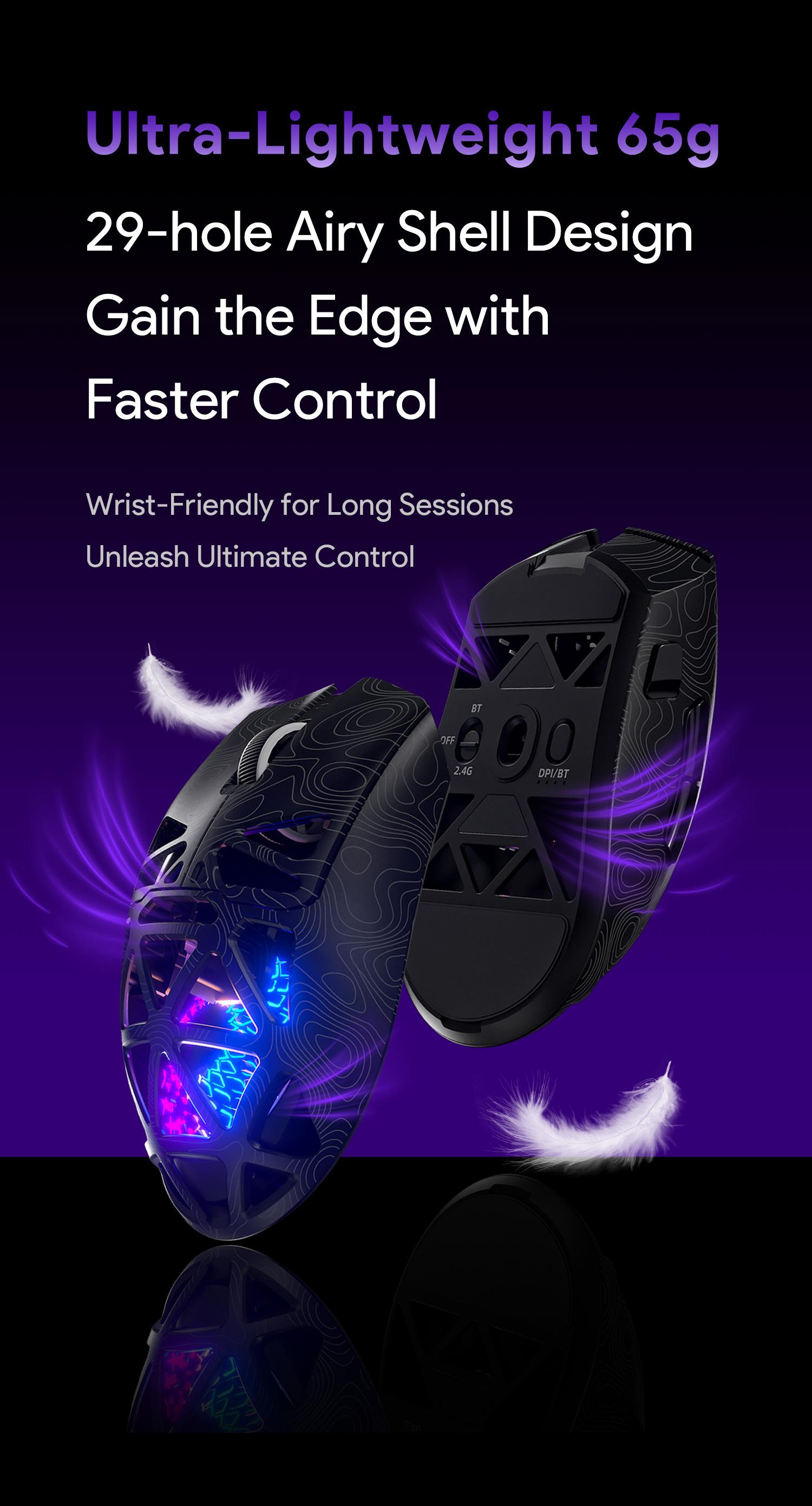 FURYCUBE G11 Tri-Mode Gaming Mouse 2.4G Bluetooth Wired Rechargeable RGB Lighting Optical Sensor for Gaming & Office Accessories