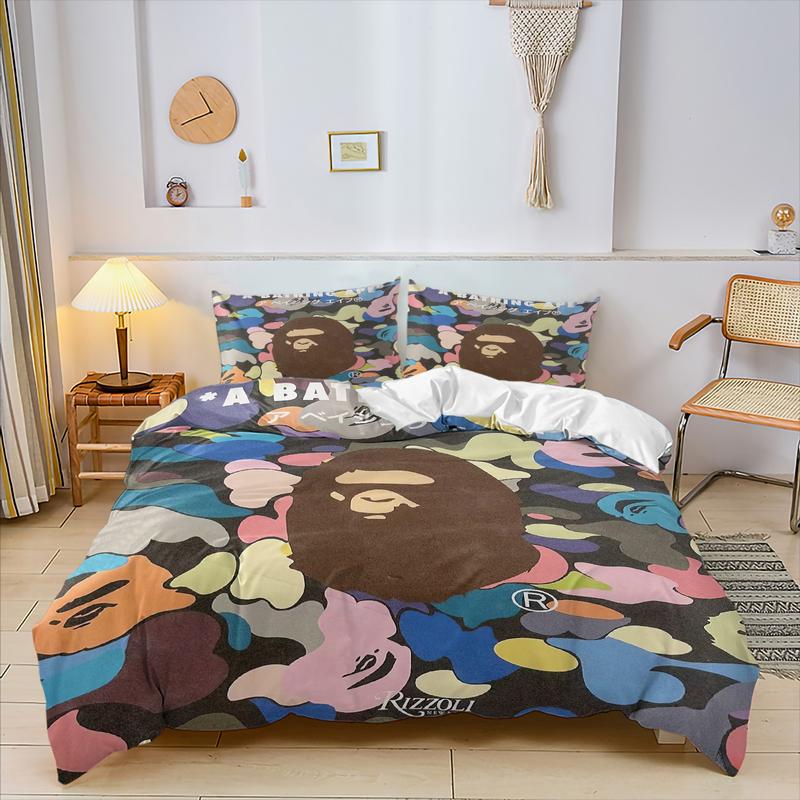 BAPE Multi-Color Camo Kids 3-Piece Bedding Set, Soft & Durable Fabric, Playful Rainbow Camouflage Print, Street Style Bedroom Decor for Kids, Ideal Gift for Young Streetwear Enthusiasts BAPE Multi-Color Camo Kids 3-Piece Bedding Set, Soft & Durable Fabric, Playful Rainbow Camouflage Print, Street Style Bedroom Decor for Kids, Ideal Gift for Young Streetwear Enthusiasts