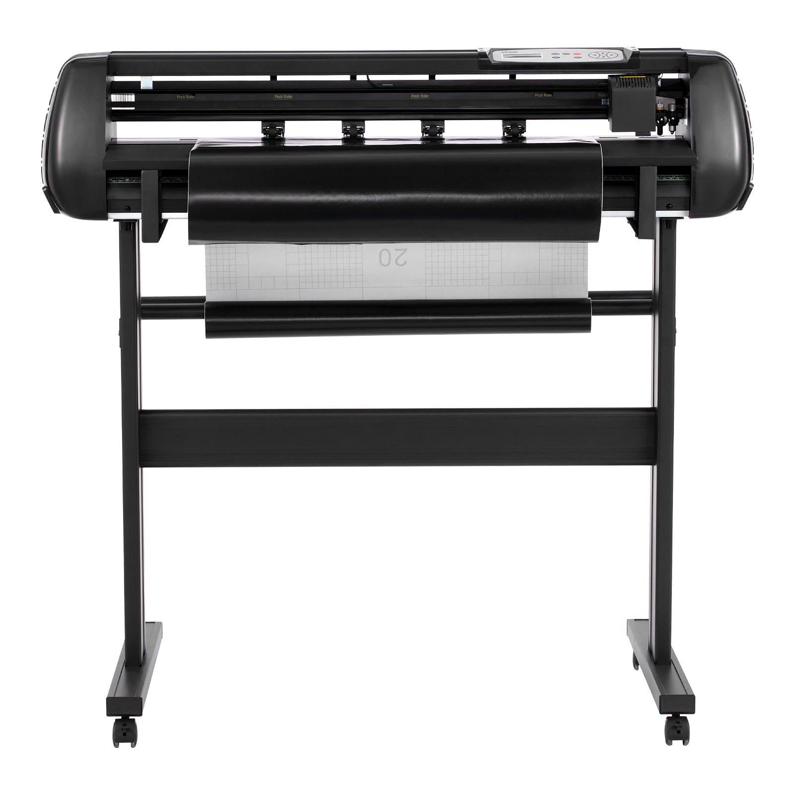 VEVOR Vinyl Cutter Machine, 34 inch Max Feed Width, Dual Blades, Adjustable Force and Speed, LED Display, Vinyl Plotter Cutter Printer Bundle with Sticker Sheets, Transfer Film, Signmaster Software