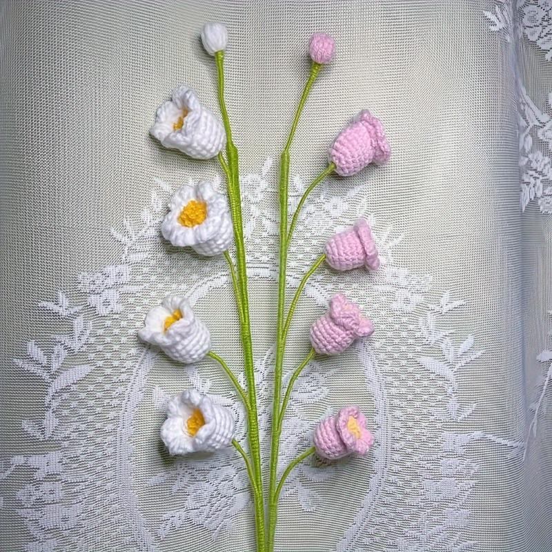 Handcrafted Crochet Flower Bouquet Set - Artificial Lilies, Carnations, Tulips & Forget-Me-Nots - Fabric Floral Arrangement for Christmas, Graduation, & All Seasons Decor - Tabletop Display