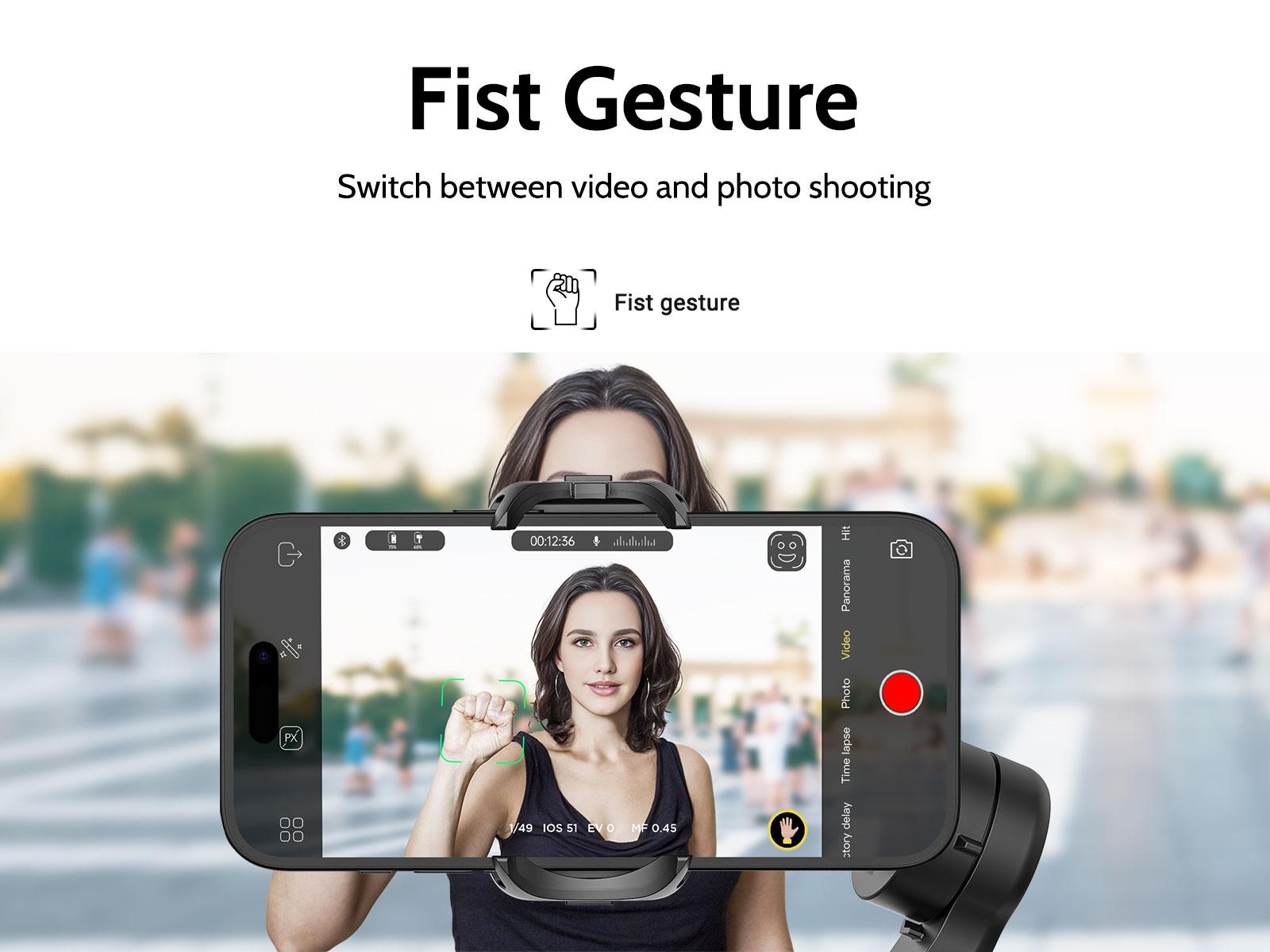 AOCHUAN Gimbal Stabilizer for Smartphone, 3-Axis iPhone Gimbal, Portable Gimbal w/OLED Display for iPhone/Andriod, Gimbal stabilizer, Phone Gimbal stand with Face/Object Tracking for Tiktok Youtube, long-short video, Vlog-Smart X Pro black