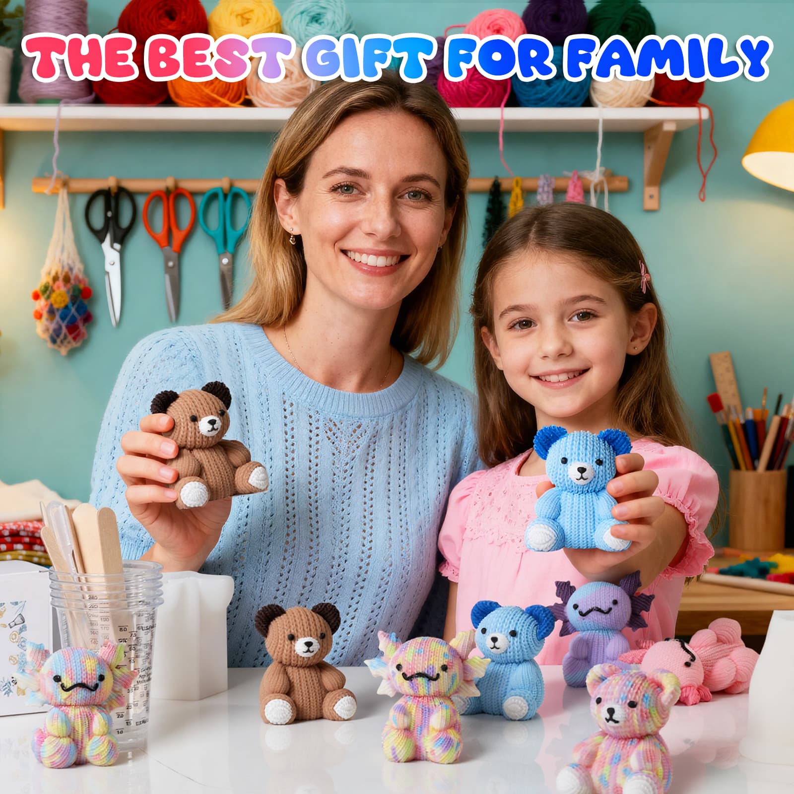 Bear and Axolotl Molds for Taba Squishy, Cute Crochet-Texture Animal Silicone Molds, Thick and Flexible Mould for Creating Unique Squishies, Ideal Gifts for Your Family - LET'S RESIN