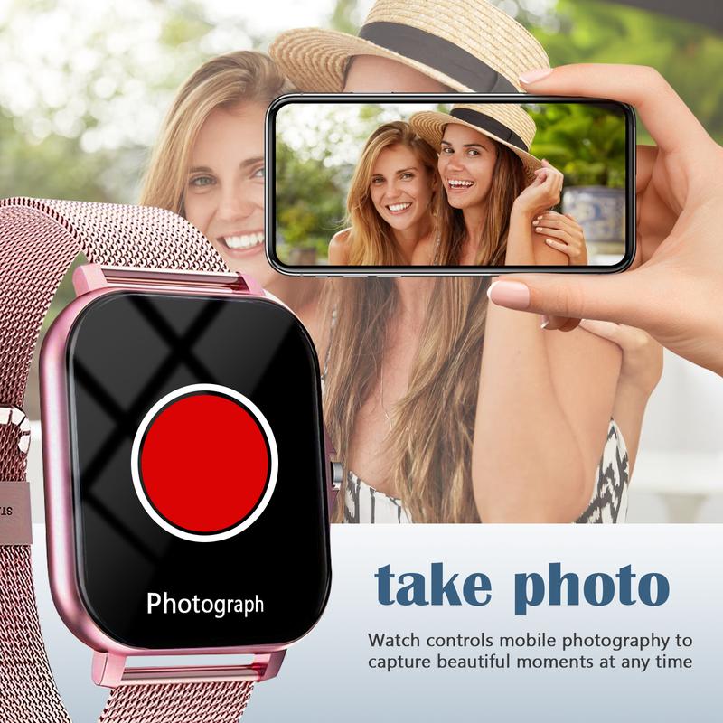 Smartwatch, Fitness Smart Watches - 2026 Unisex, Wireless Connection & Answer/Make Call, Pedometer Fitness Tracker, Steps/Calories Counter, Multiple Sports Modes, Sedentary Reminder & Message Push, Alarm Clock, Remote Music Playback