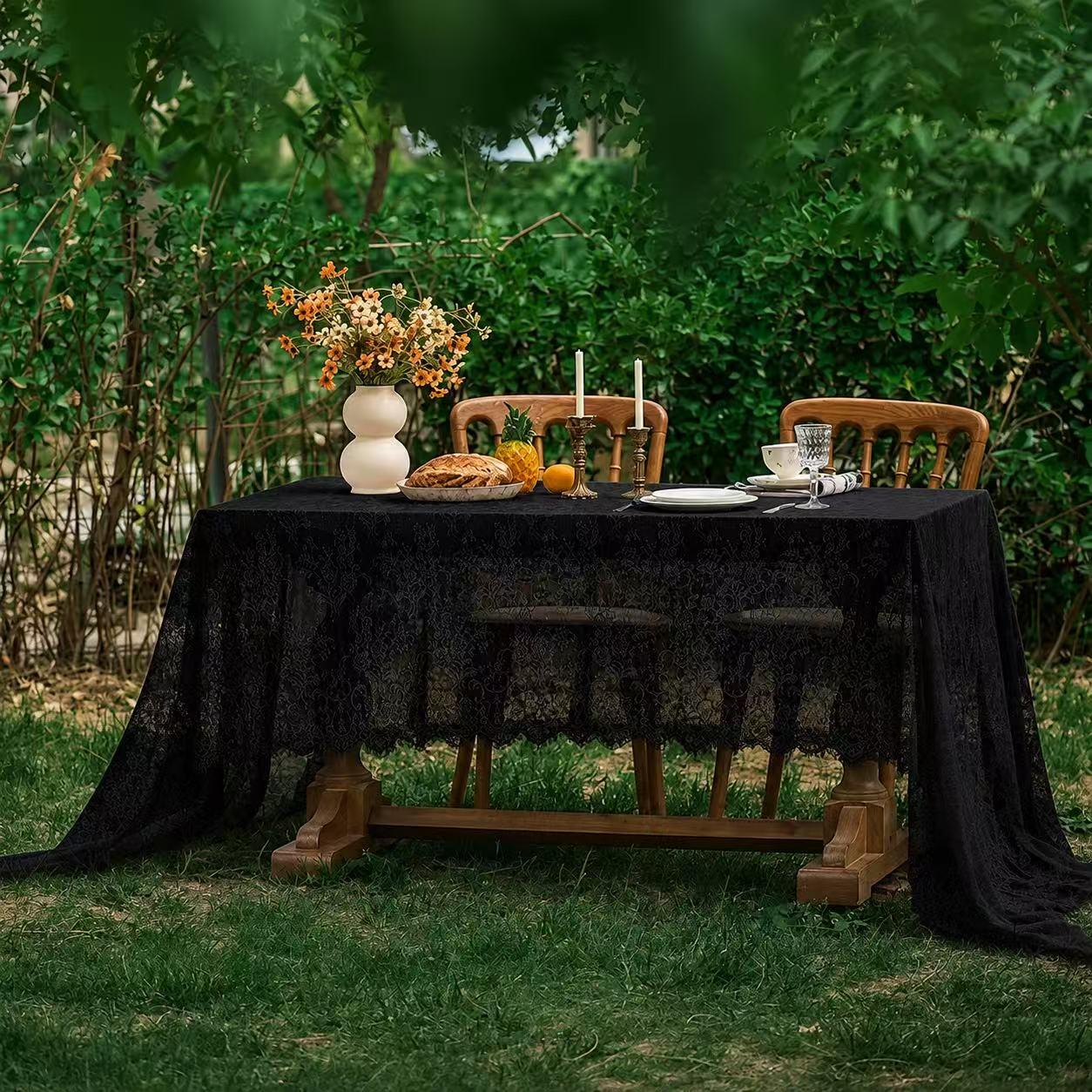 Elegant Lace Tablecloth – Thickened Soft Premium Cotton‑Blend, Autumn Hot‑Selling Style, Breathable Floral Embroidered, Perfect for Autumn Dining, Weddings, Parties, and Home Décor, Multiple Sizes