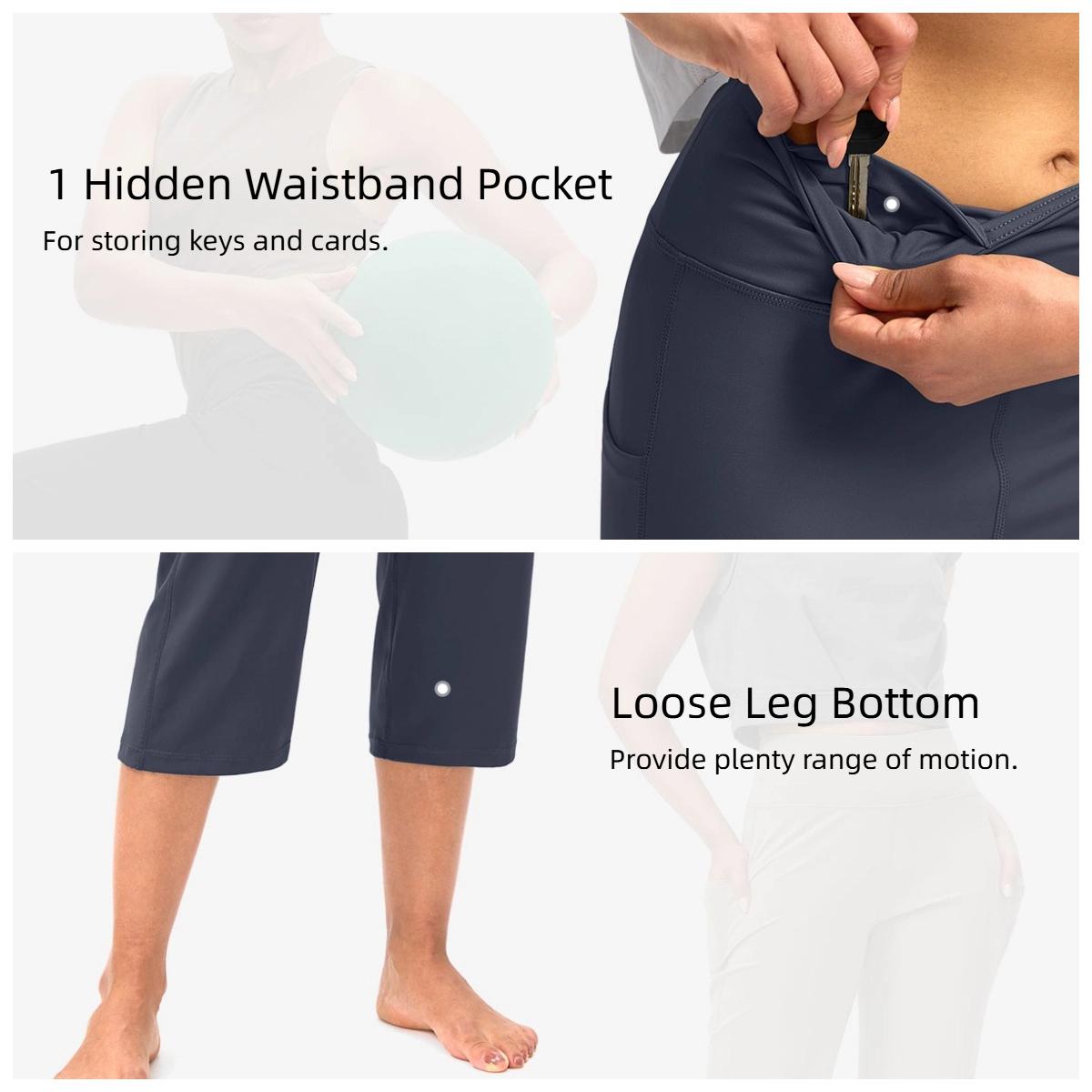 G Gradual Workout Yoga Pants for Women High Waist Capri Pants with Pockets Tummy Control Leggings Crop Straight Leg Athleisure Style Bottoms Athletic Stretchable Activewear