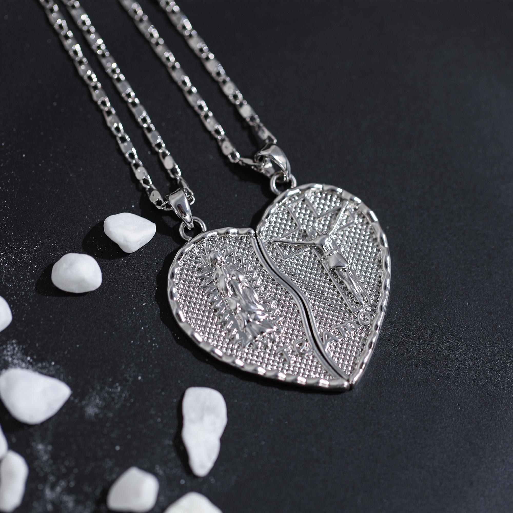 Mytys Te Amo Necklace Couples Heart Love of Virgin Mary Gold Plated Amulet Religious Pendants Fashionable Jewelry Valentine's Day Gifts