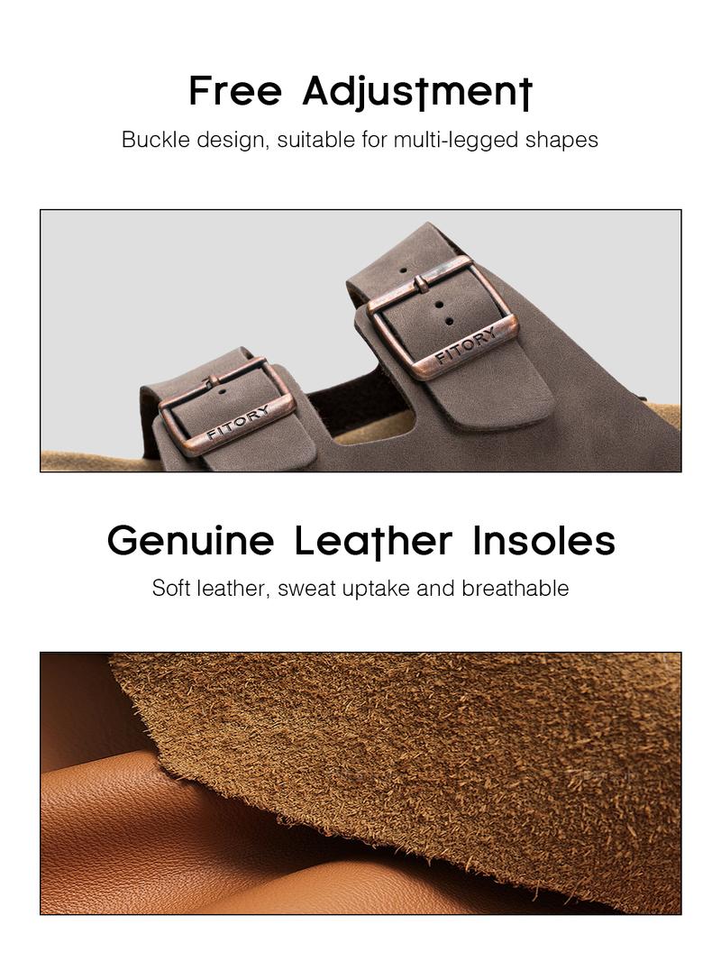 FITORY Balance I | Mens Sandals, Arch Support Slides with Adjustable Buckle Straps and Cork Footbed