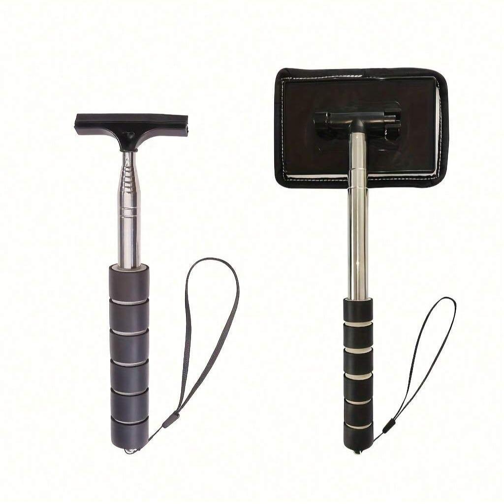 2 Counts Windshield Cleaner Tools, Car Cleaning Kit, Car Squeegee for Windshield with Extendable Handle & Reusable Microfiber Pad, Side Mirror Squeegee, Rear View Mirror Accessories for Rainy and Foggy Weather, Car Detailing Accessories