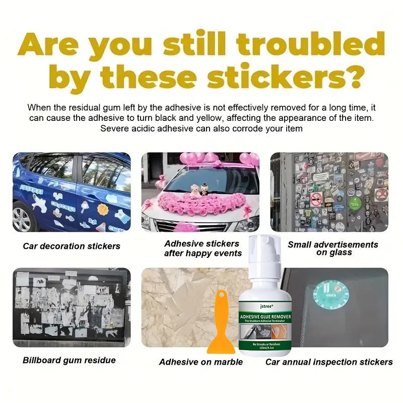 Jstree Powerful Adhesive Remover, Removes Unwanted Stickers & Double-Sided Tape Residue, 120ML Cleaning Solution, Effective De-Glue Agent