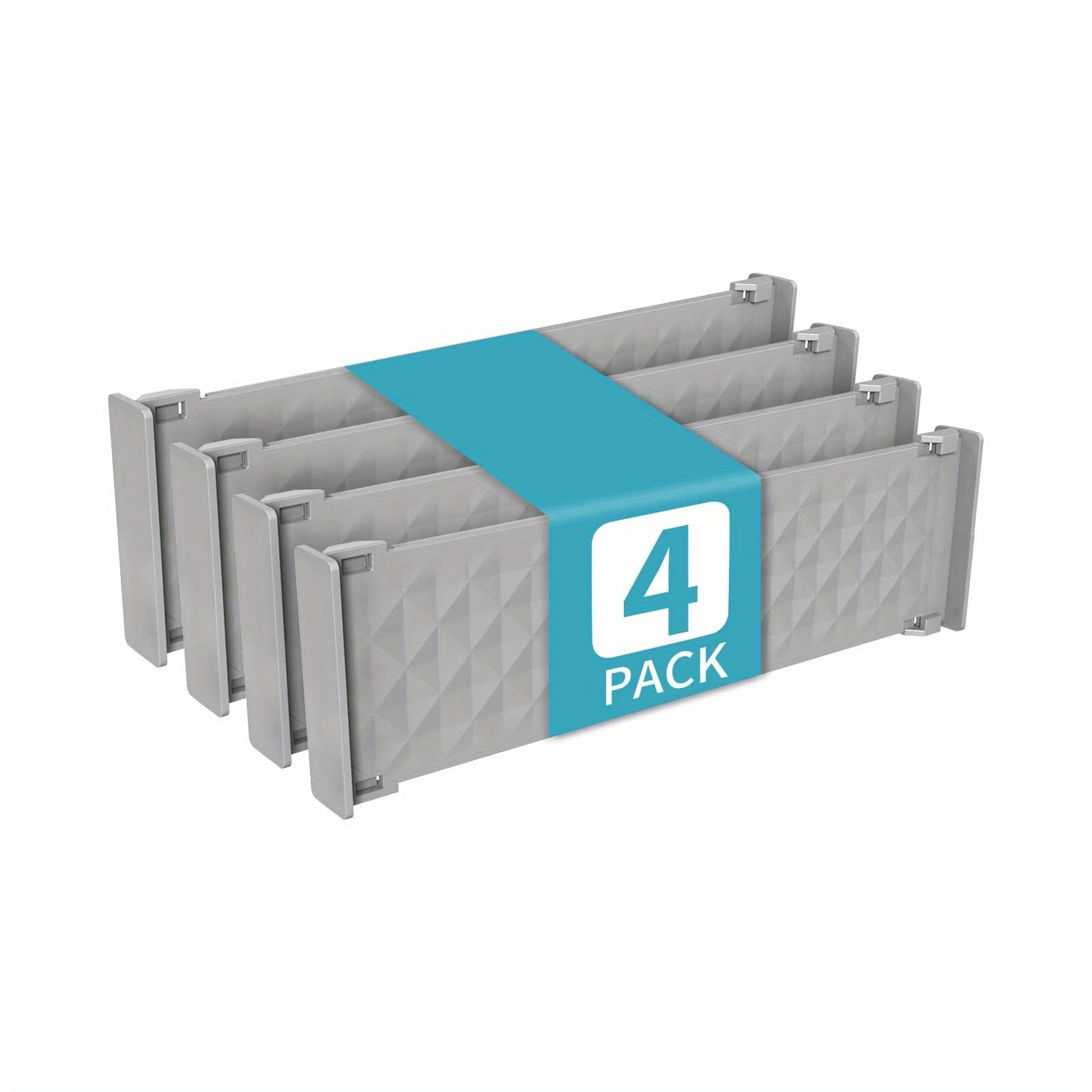 4set Expandable Drawer Dividers, Adjustable Drawer Separators for Closet Kitchen, Plastic Drawer Organizer, Space-Saving Storage Solution