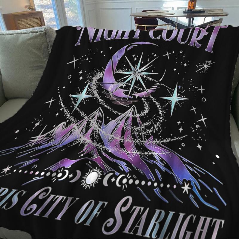 Printed blankets THE NIGHT COURT Smooth blanket Flannel blanket stylish warm and lightweight living room bedroom sofa bed picnic blanket