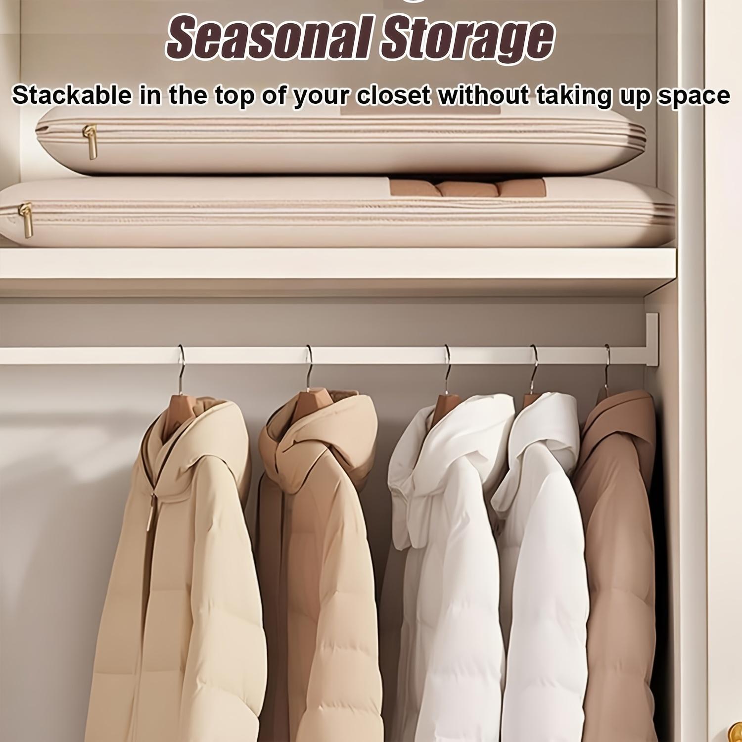 Compression Storage Bags in Pink And Beige, Available in Sizes 90, 110, And 130 Cm, Designed to Save 40% Space. Perfect for Vacuum Sealing Down Coats And Winter Clothing