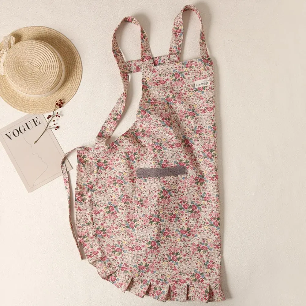 2026 New Women’s Princess Floral Apron, Pastoral Retro Soft Fabric Stain Resistant Protective Kitchen Gardening Apron, Elegant Household Wear Perfect Mother’s Day Gift
