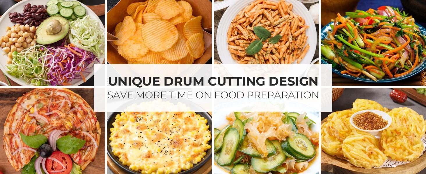 SUSTEAS Yellow Rotary Vegetable Slicer – 5 BPA-Free Stainless Steel Blades, Easy-Grip Handle & Dishwasher Safe for Effortless Prep Ergonomic Grater with Suction Base