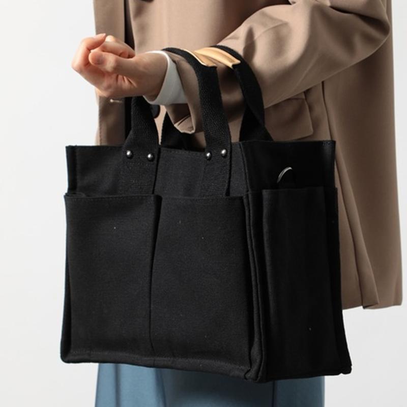 Women's Canvas Bag Multi-pocket Canvas Tote Bag Large Capacity Casual Shoulder Crossbody Bag