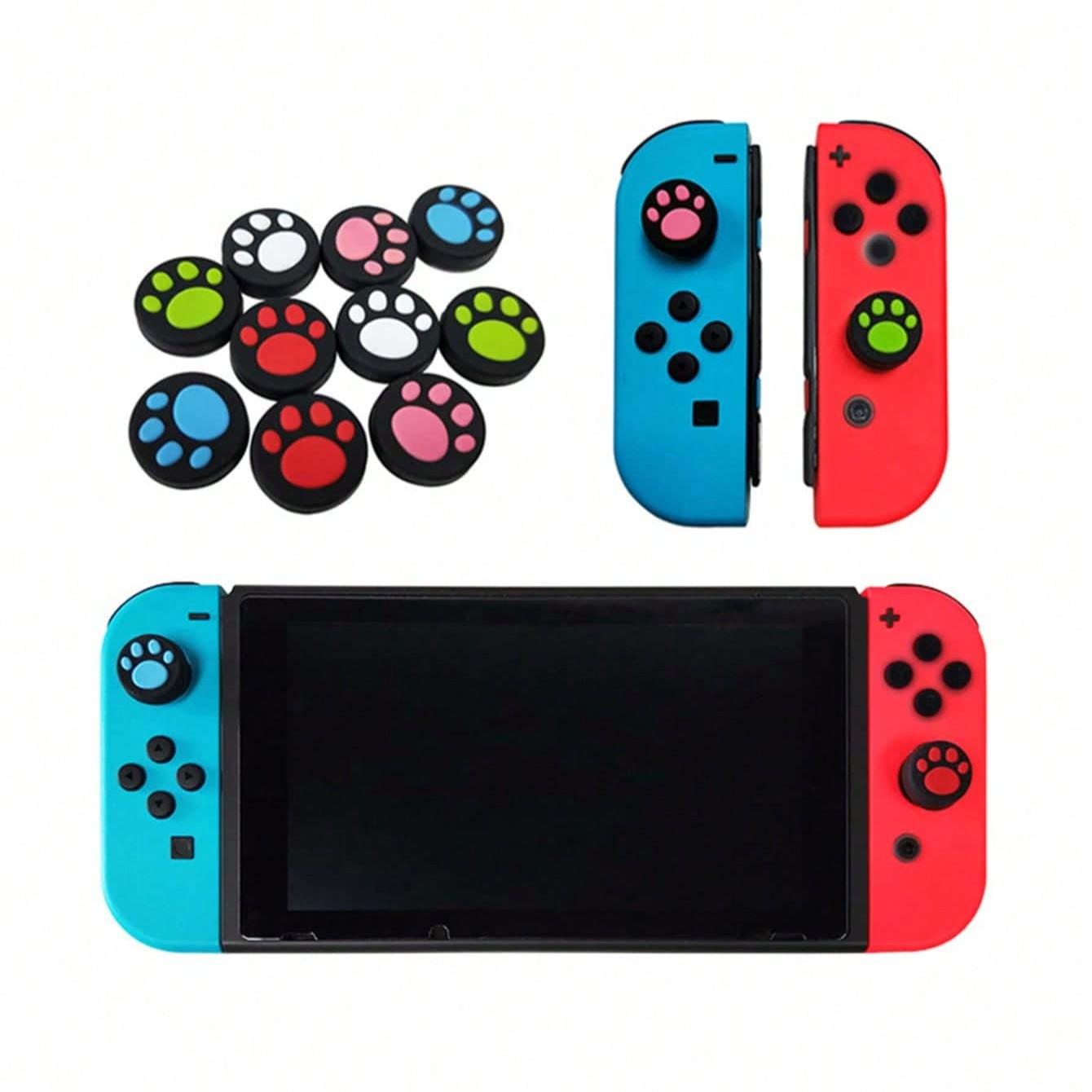 Switch Oled Cat Paw Game Controller Joystick Cap Set, Switch Game Controller Button Caps, 10 Pieces Pack, Durable Replacement Parts