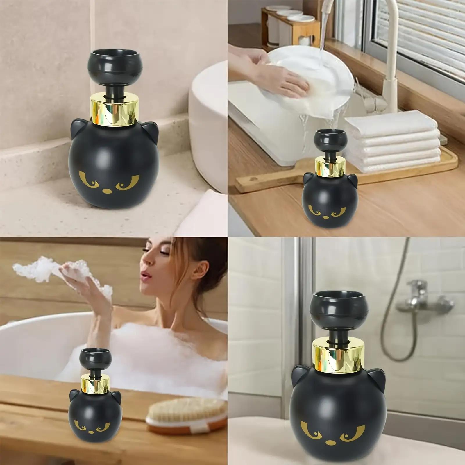 Cute Cat Paw Foam Soap Dispenser - Touch-Activated, No Buttons Needed, Cat Claw-Shaped Foam & Cute Black Cat Design, Bathroom Accessory, Soap Container