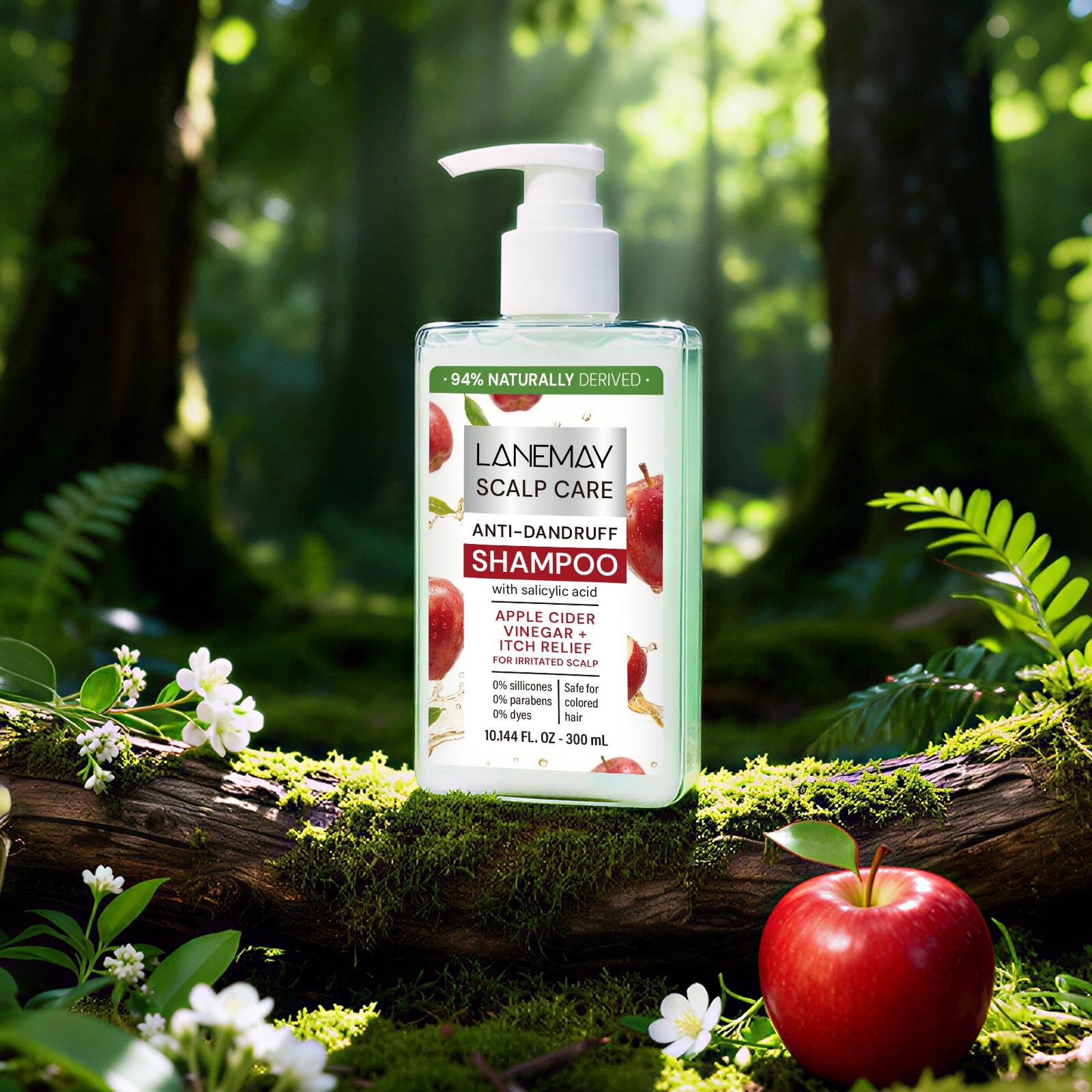 300ml Refreshing Shampoo with Salicylic Acid, Apple Cider Vinegar, Tea Tree Oil, Glycerol - Oil Control, Helps Reduce Scalp Oil Buildup, Enhances Hair Shine, Soothes Scalp - For Oily & Uncomfortable Scalp, Daily Shampoo Care