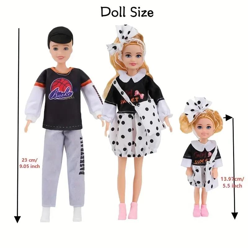 23cm Doll Family Set for Kids, Includes 2x14cm and 2x23cm Dolls, Perfect Birthday Gift, Christmas Present, Collectible Toy