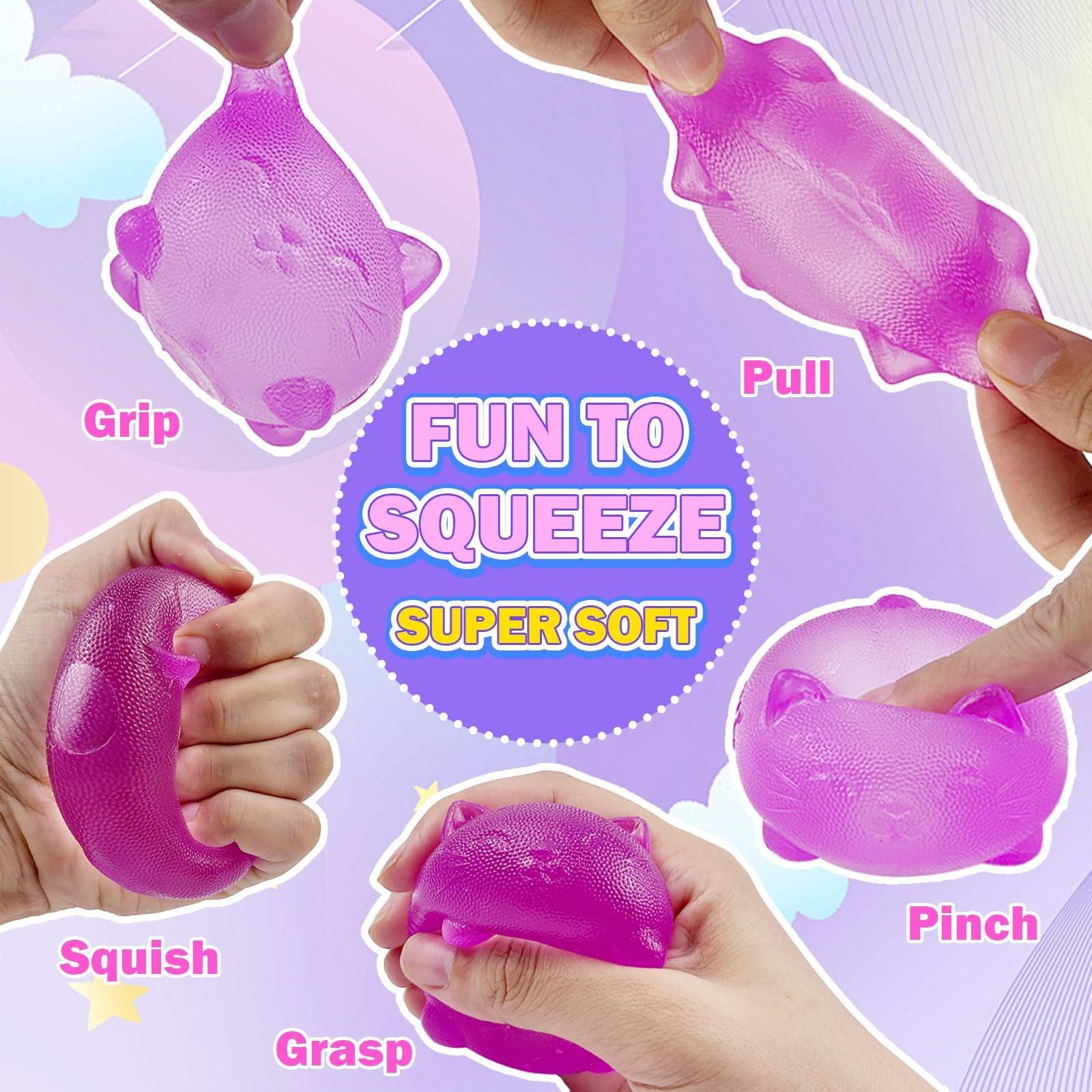 Stress Relief Cat Toy, Soft Candy Design, Anxiety & Focus Toy, Malt Sugar Filled Squeeze Ball, Sensory Game, Slow Bounce Stress Ball