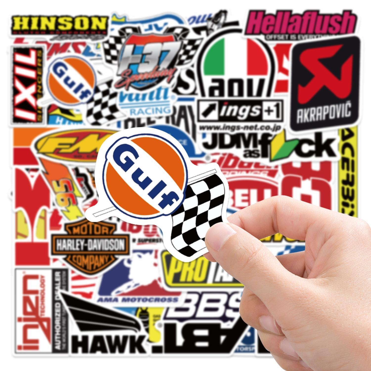 50pcs JDM Car Modification & Racing Brand Stickers Pack, Waterproof Motorcycle & Auto Logo Decals, Automotive Decals for Helmet, Laptop, Car Window & Tool Box, Tuner Gift, Decal For Cars, Automobile Decals