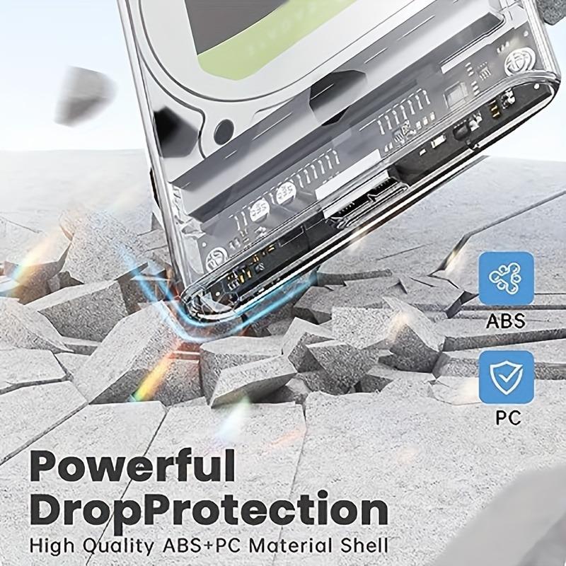 USB 3.0 Transparent HDD Case, 2.5 Inch SATA Iii External HDD/SSD Shell, Tool-Free Installation, Uasp Support, 5gbps Speed, Compatible with PC, Ps4, Xbox