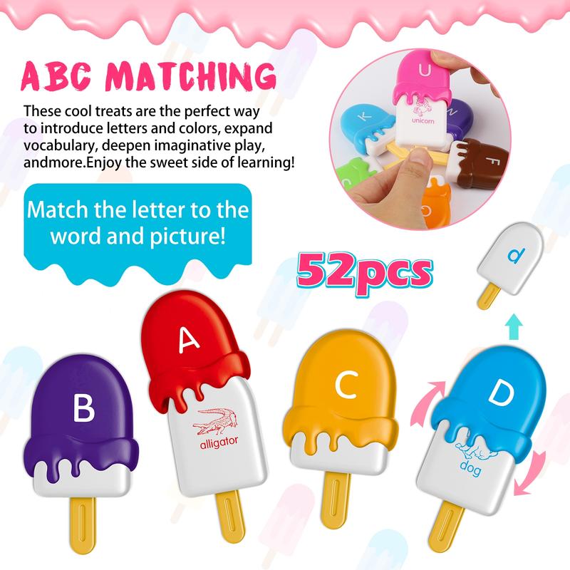 Ice Cream Shaped Alphabet Letters Matching Toy, 52pcs/set Counting Toy, Learning Toy for Boys Girls, Fine Motor Skills Toys #TOP PICKS