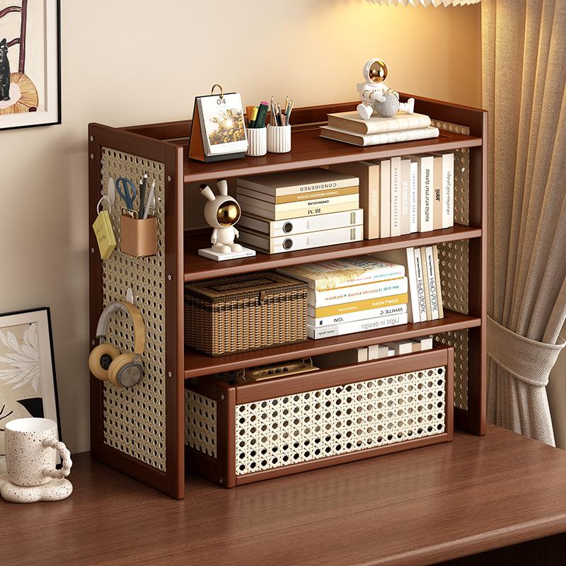 High-Quality Bamboo Storage Rack, Woven Bookshelf & Cup Holder, Modern Bookshelf, Suitable for Living Room, Tea Room, Kitchen, Space-Saving Design