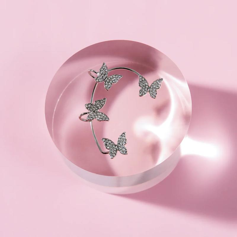 Delzzad Butterfly Clip Earrings Synthetic Moissanite Butterfly Earrings S925 Christmas Gift