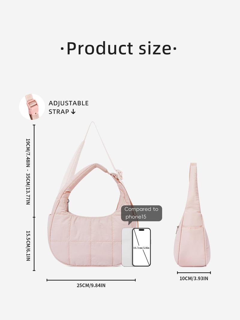 Women's Solid Color Quilted Shoulder Bag, Fashionable Large Capacity Underarm Bag for Daily Used, Casual Trendy Versatile High-quality Daily Commuting Bag