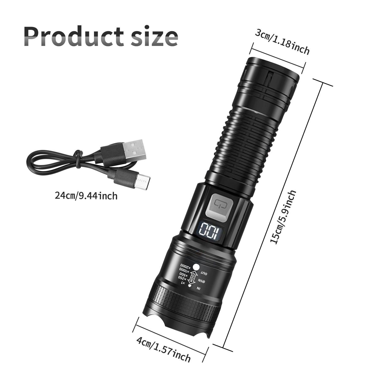High Lumen LED Rechargeable Tactical Flashlight,with Battery Level Indicator & USB-C Port,Essential for Camping/Hiking/Emergency/Travel High Lumen LED Rechargeable Tactical Flashlight,with Battery Level Indicator & USB-C Port,Essential for Camping/Hiking/Emergency/Travel