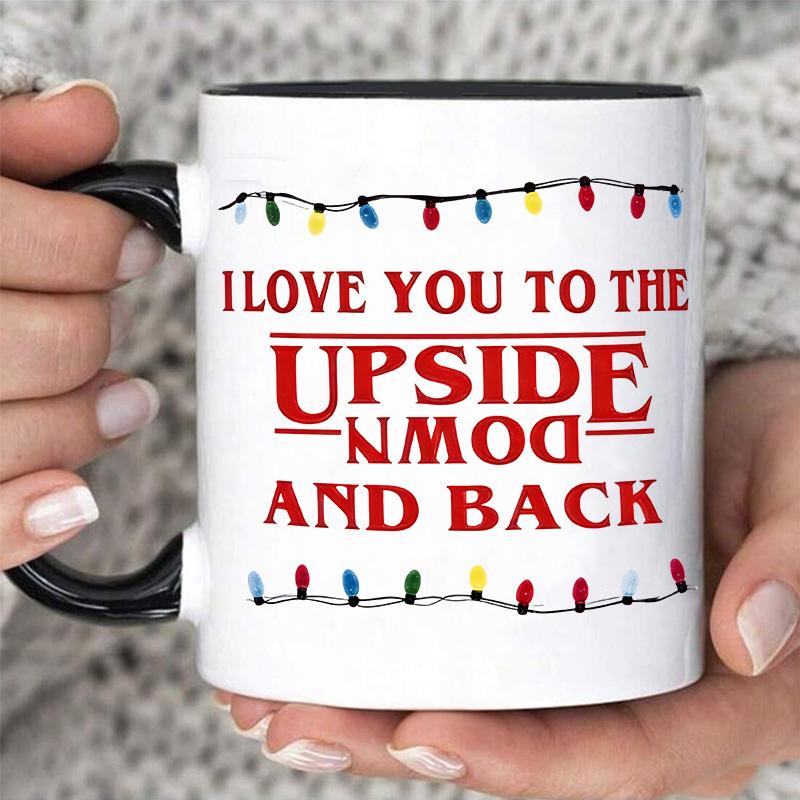 Fun Upside Down Coffee Mug, I Love You Reversed Ceramic Cup, Birthday Gift, Anniversary Present, 11oz/325ML