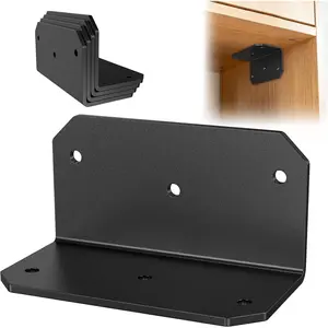 4 Inch Heavy Duty Galvanized L Bracket, 90 Degree Angle Bracket for Wood, 4"×2"×2" Metal Corner Brace for Floating Shelves, Table, Framing, Fence, Deck, Furniture (Black-4PCS)