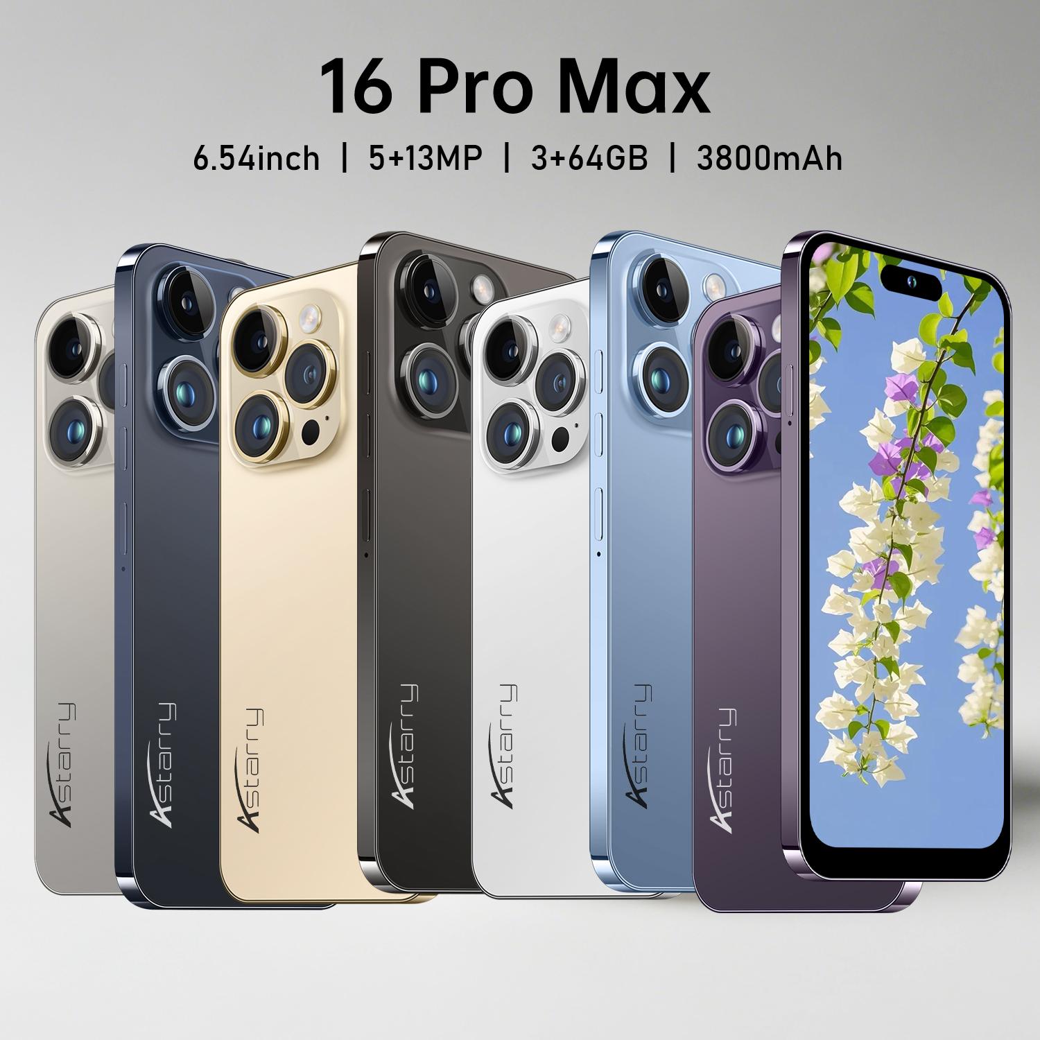 Astarry 16 Pro Max Smartphone, 4g Dual Sim, 6.56-Inch Display, 3gb+64GB RAM, 5+13mp Camera, 4100mah Battery, Android System, Ideal Gift