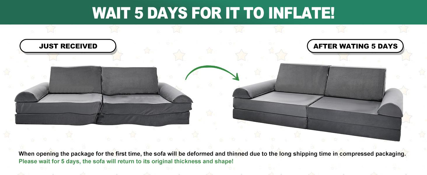 Lilypelle Kids Couch Play Set, 8/10/11PCS Modular Kids Sofa Couch Fold Out Couch Playhouse Play Set for Toddlers, Creative Couch Kids Foam Play Couch Indoor