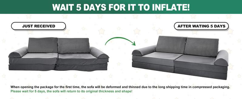 Lilypelle Kids Couch Play Set, 8/10/11PCS Modular Kids Sofa Couch Fold Out Couch Playhouse Play Set for Toddlers, Creative Couch Kids Foam Play Couch Indoor