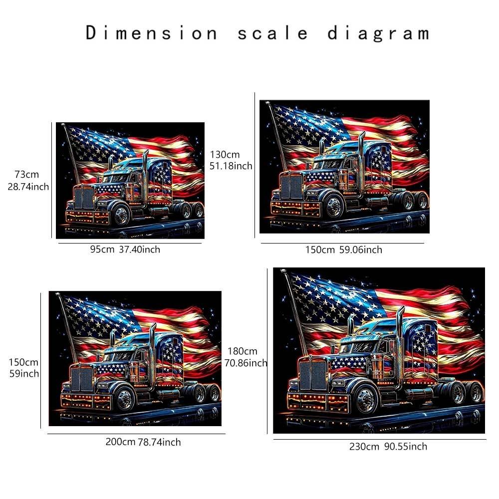1PC Independence Day themed tapestry wall decoration for living room or bedroom featuring American flag and truck design enhances atmosphere during gatherings and celebrations suitable for creating a patriotic home ambiance perfect for daily enjoyment and