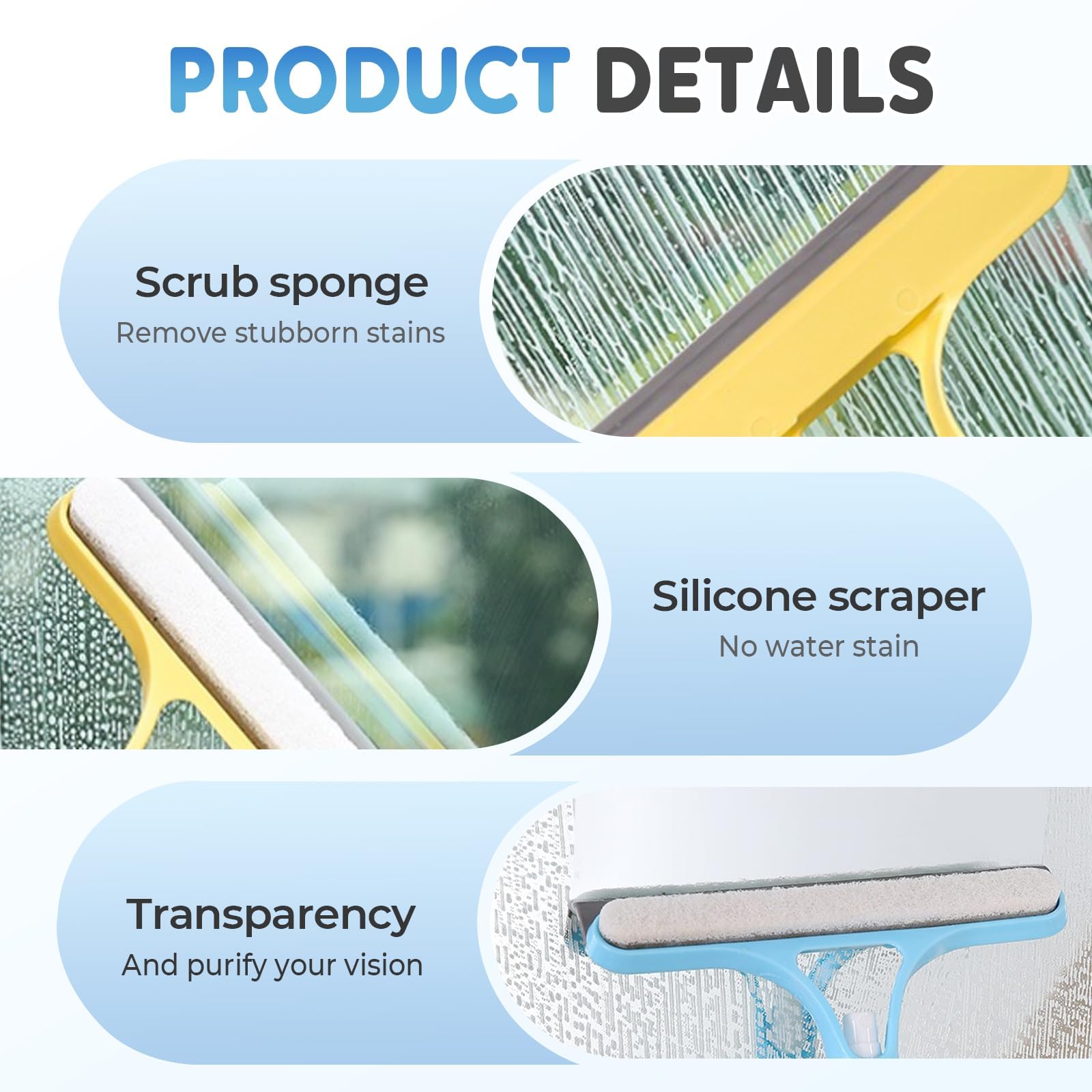2025 New 3-in-1 Window Cleaning Tool, Multi-Function Spray Squeegee for Glass Doors, Windows, and Mirrors — Includes Scraper, Brush, and Spray Function. All-Purpose Glass Cleaner.