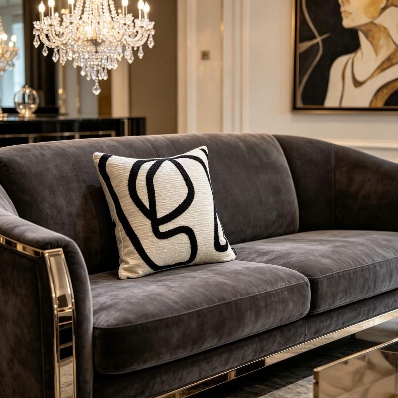 1 piece, Abstract Line Embroidered Cushion Cover | Minimalist Nordic Style Throw Pillow Cover for Sofa & Bedroom. (without pillow core)