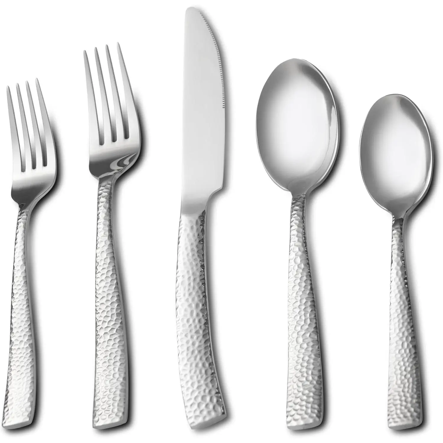 20 Piece Hammered Silverware Set, Food Grade Stainless Steel Flatware Set