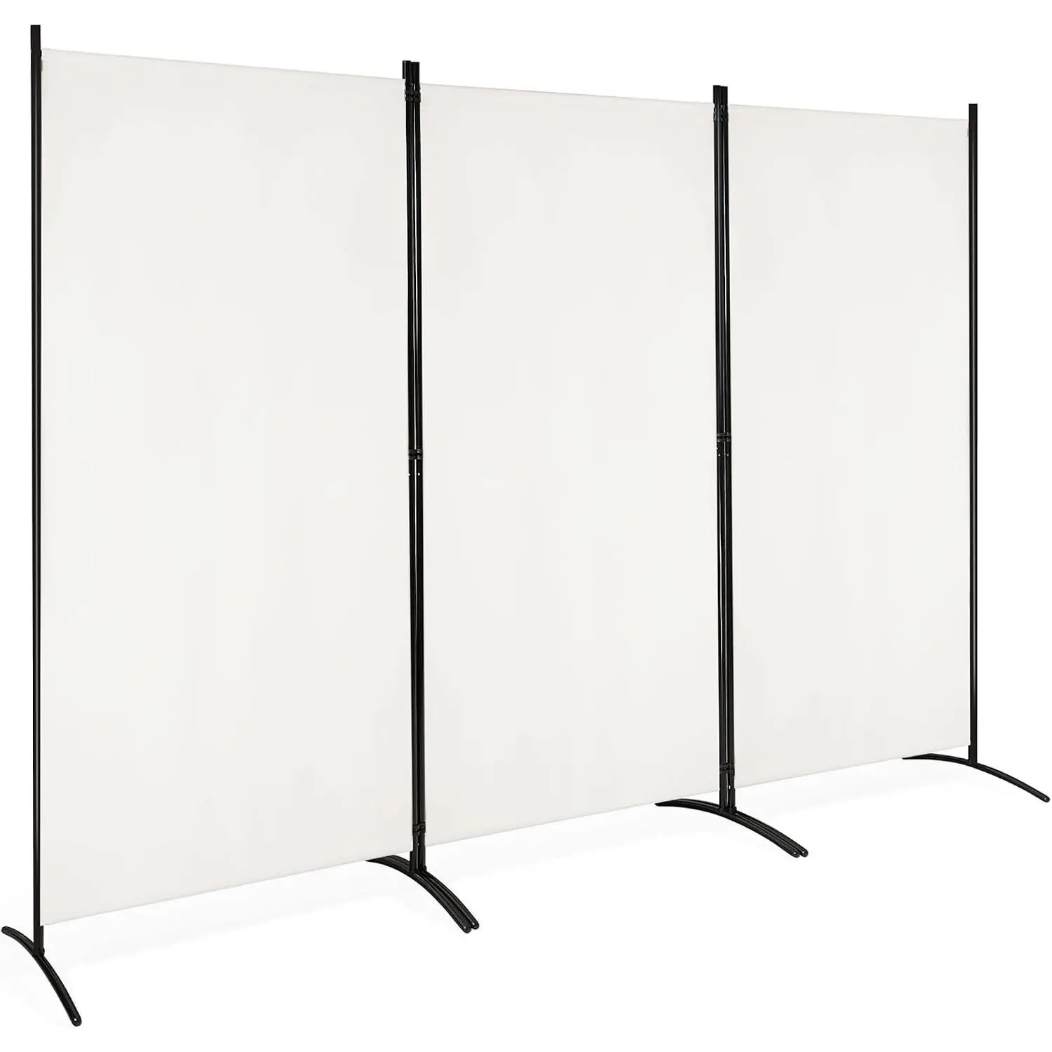 3-Panel Room Divider, Freestanding Folding Privacy Partition Screen with Steel Frame, Modern Room Divider for Separating Room in Bedroom, White