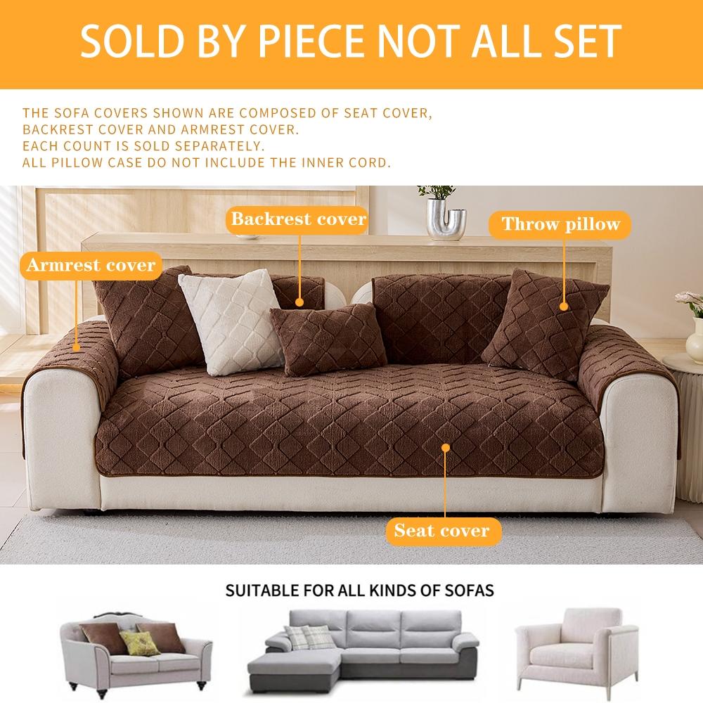 Modern Plush Diamond-Pattern Quilted Sofa Cover, Dustproof, Soft & Pet-Friendly Polyester Protector for Single-Seat to L-Shaped Couches
