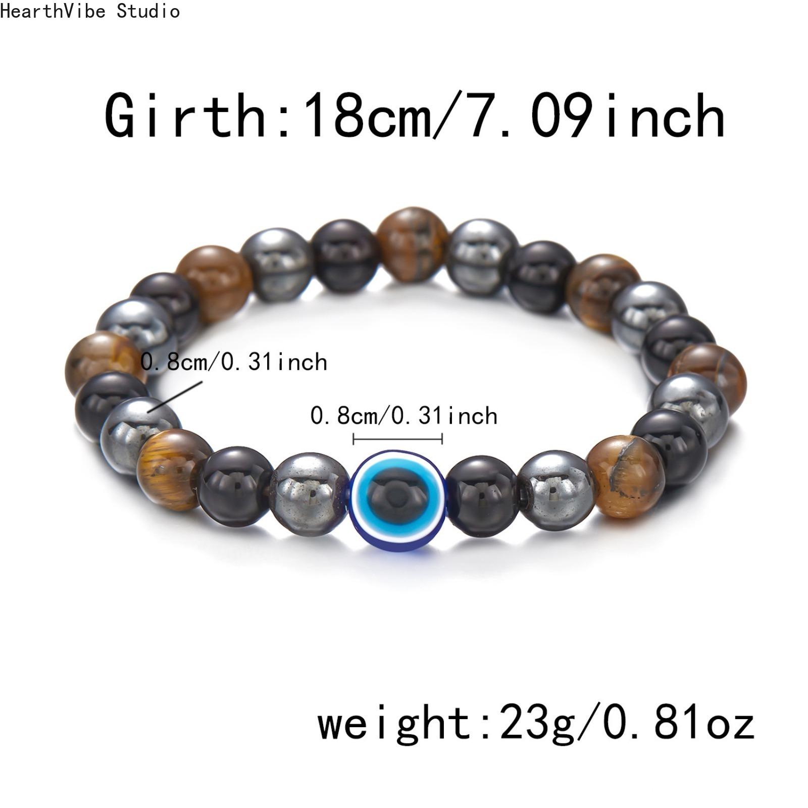 8mm Evil Eye Hematite Beaded Bracelet for Men Women | Unisex StretchEnergy Protection Bracelet, Hypoallergenic Anxiety Relief Grounding Stone Jewelry 8mm Evil Eye Hematite Beaded Bracelet for Men Women | Unisex StretchEnergy Protection Bracelet, Hypoallergenic Anxiety Relief Grounding Stone Jewelry