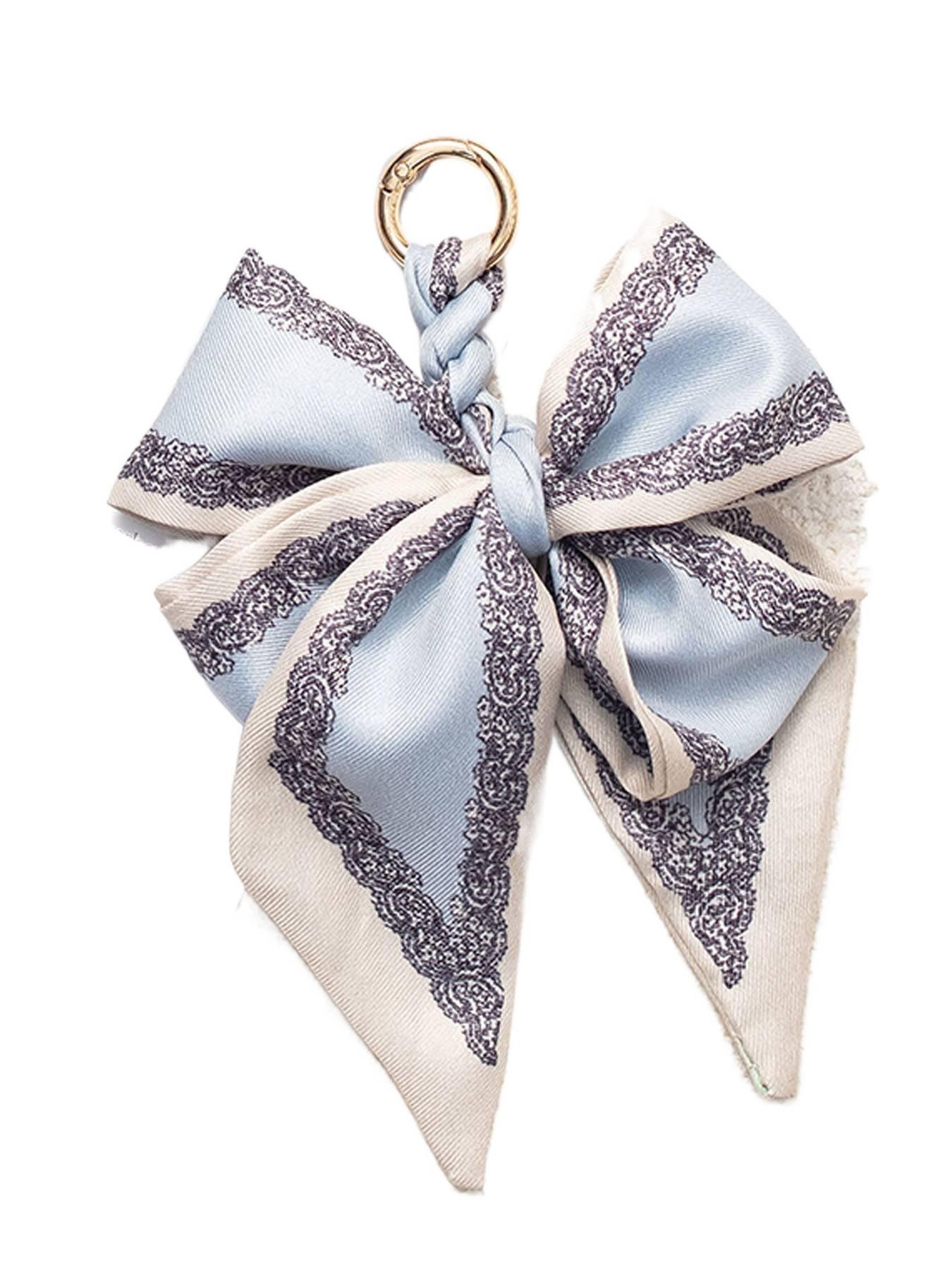 Elegant Bow Bag Charm-Floral Scarf Keychain wit..