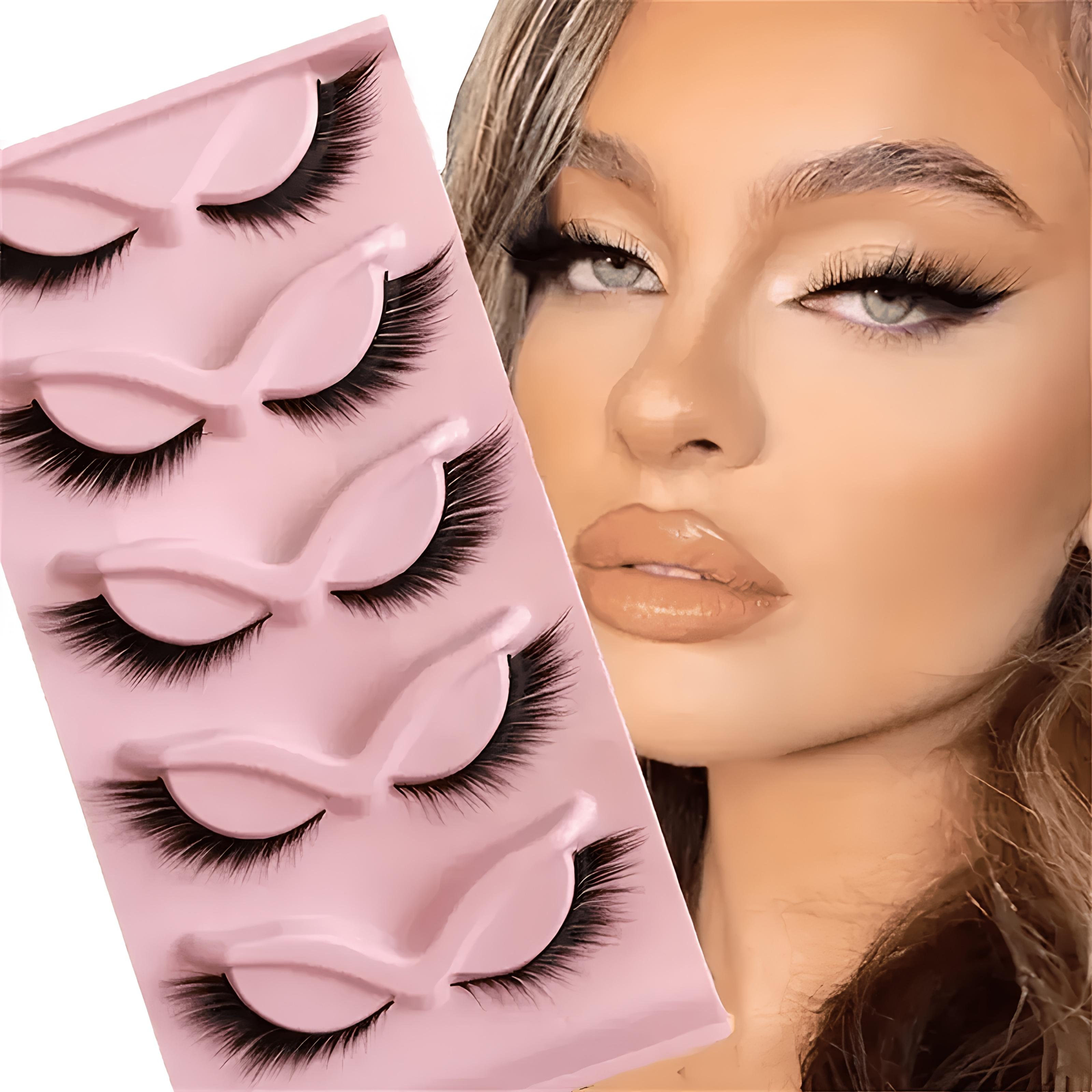 5/15 Pairs of Hypoallergenic False Eyelashes | Natural Style, Fluffy Cat Eye Lashes with Wings, Fairy Fox Effect