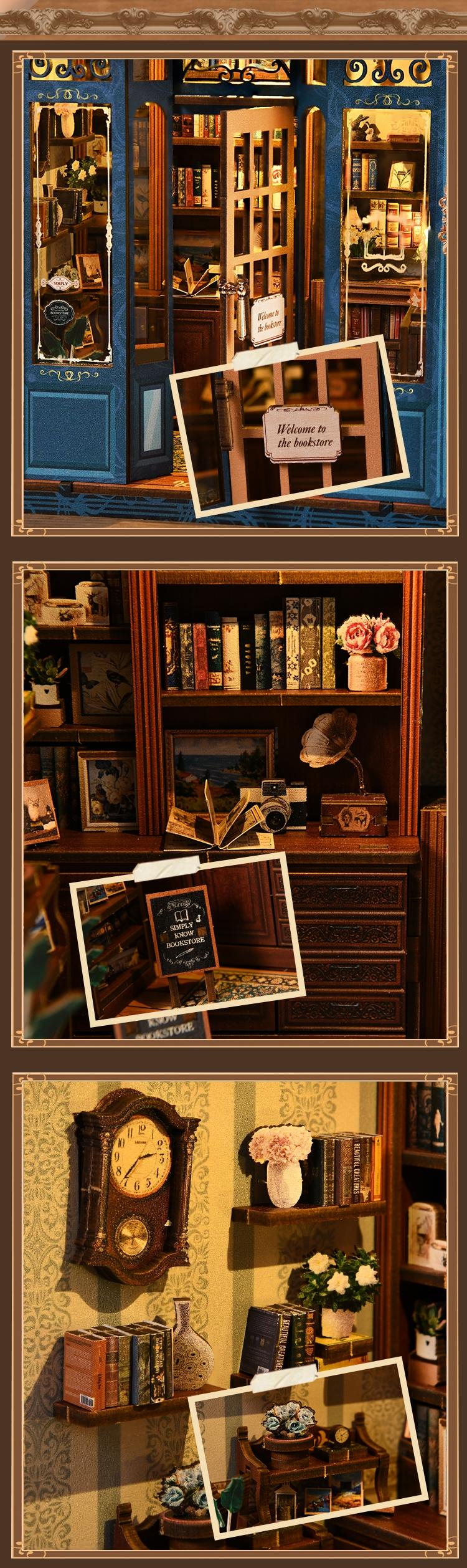 DIY Wicker Reading Room Model House Kit, Handmade Miniature Wooden Building, 3D Puzzle Creative Gift for Ages 14+, Includes English Manual