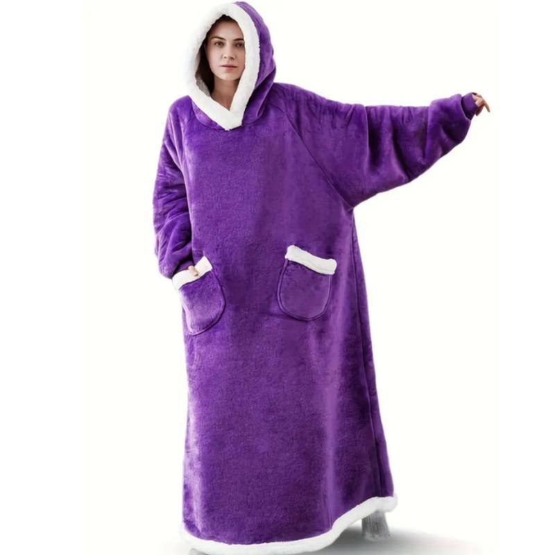 Large Christmas Gift Flannel Blanket Hoodie, Soft Warm Comfortable One-Piece Design, Ideal for Adults and Teens, Winter Home Wear, Cozy Hooded Blanket