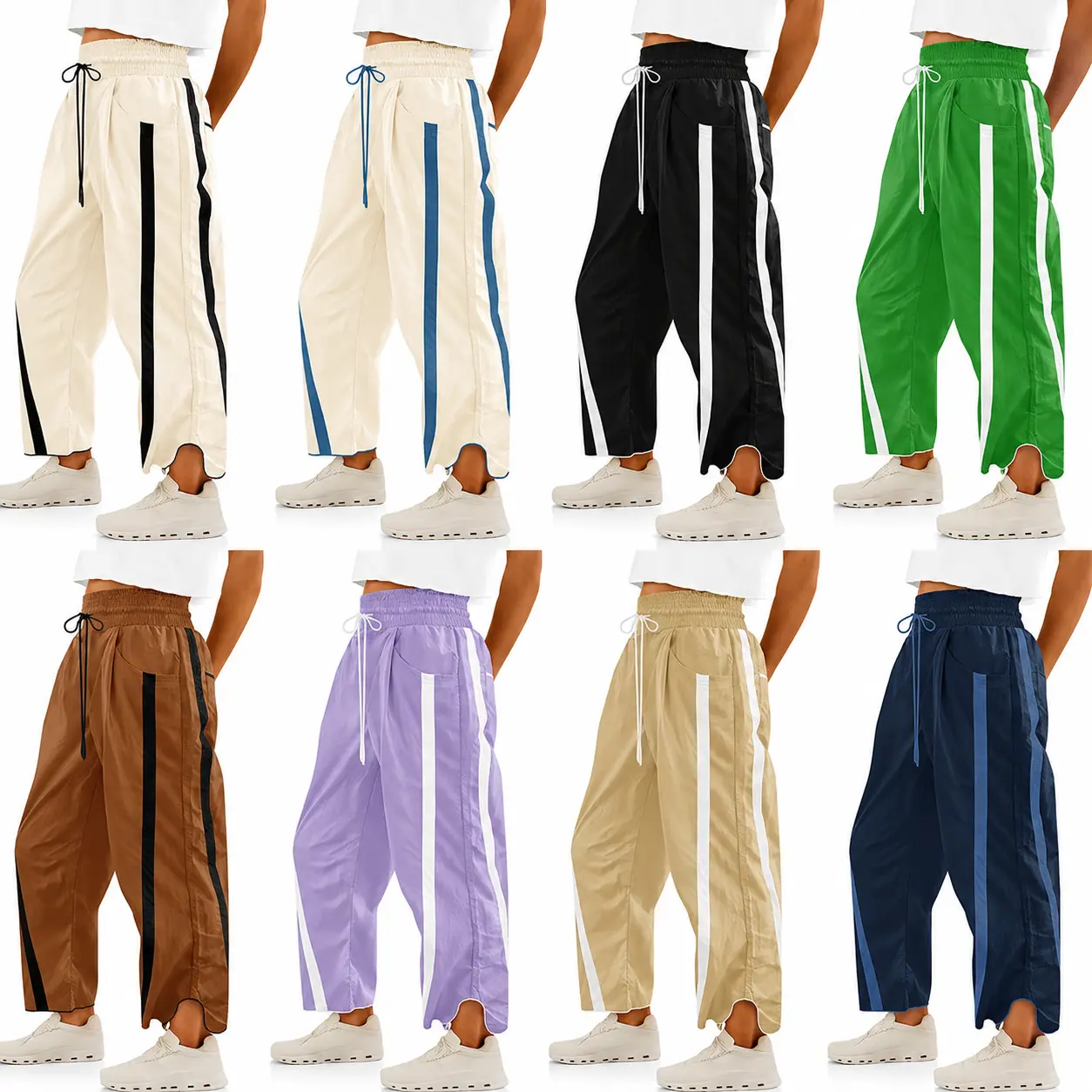 Y2k Contrasting Color Drawstring Bucket Pants Women's Loose Casual Sweatpants Women's Pants